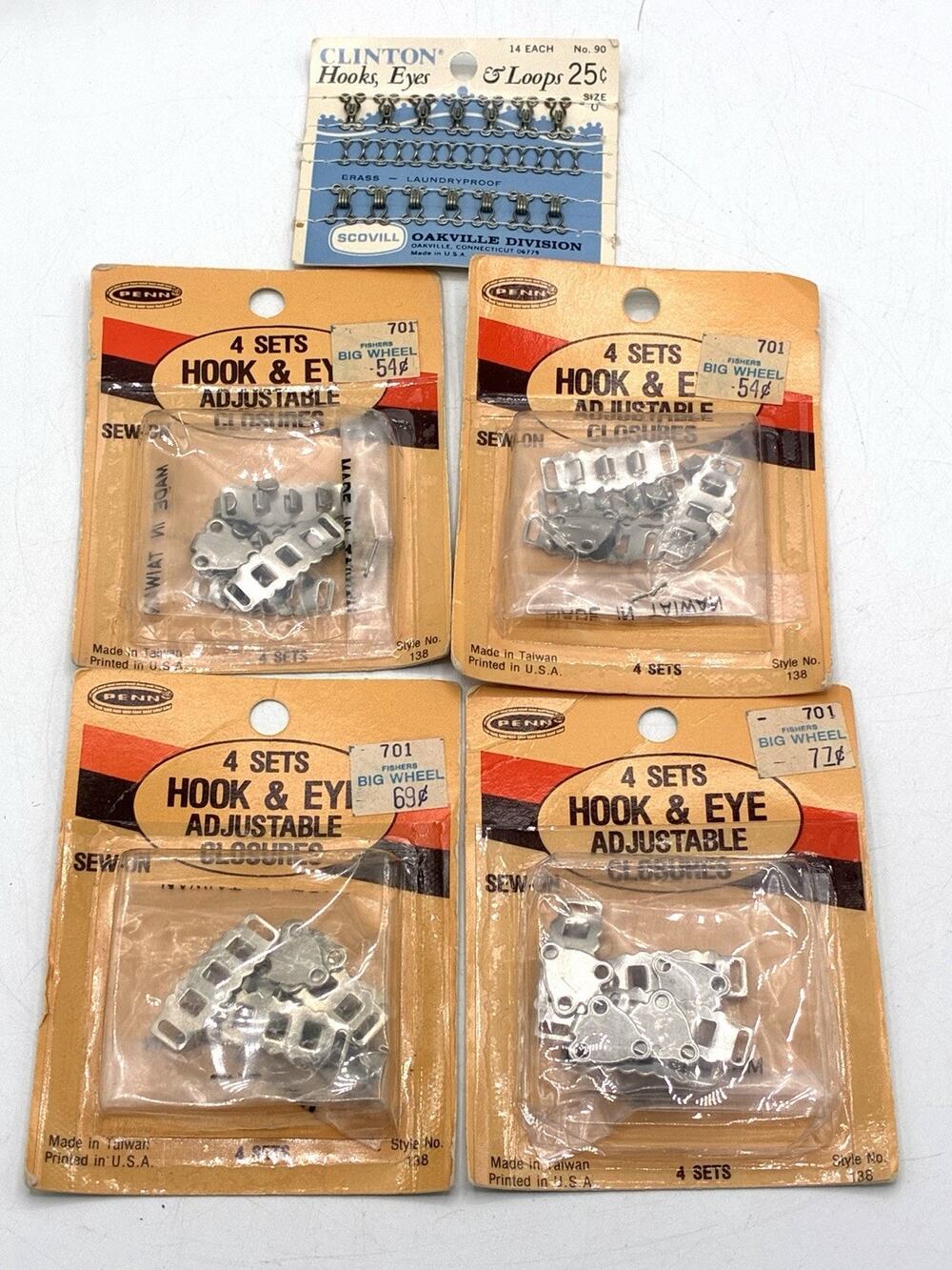 Vintage NOS Hook & Eye Closures – Penn Clinton Scovill Sewing Notions Lot MCM
